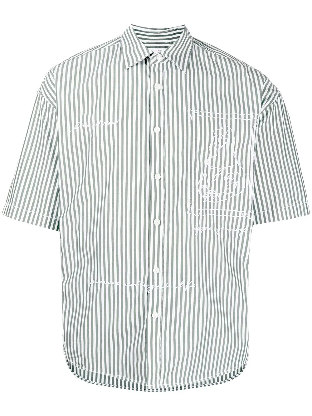 

izzue logo-print striped shirt - Green