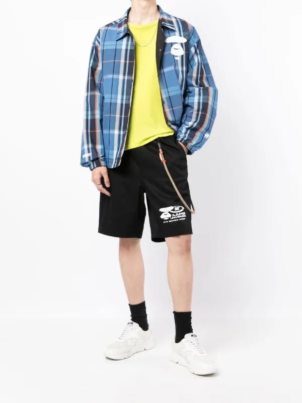 AAPE BY *A BATHING APE® tartan-check Logo Shirt Jacket - Farfetch