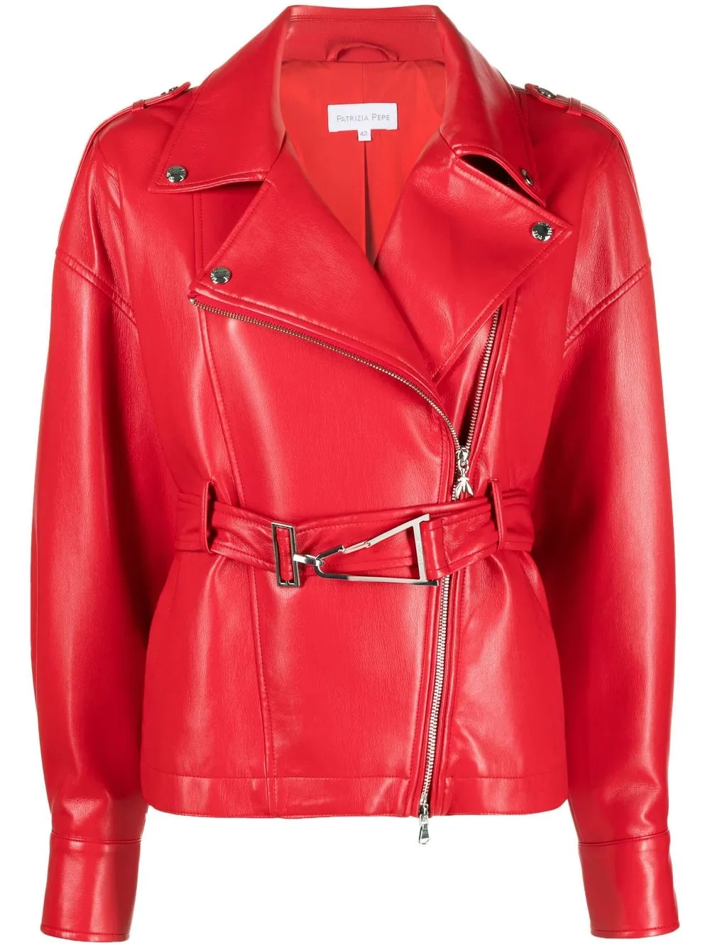 

Patrizia Pepe polished-finish biker jacket - Red