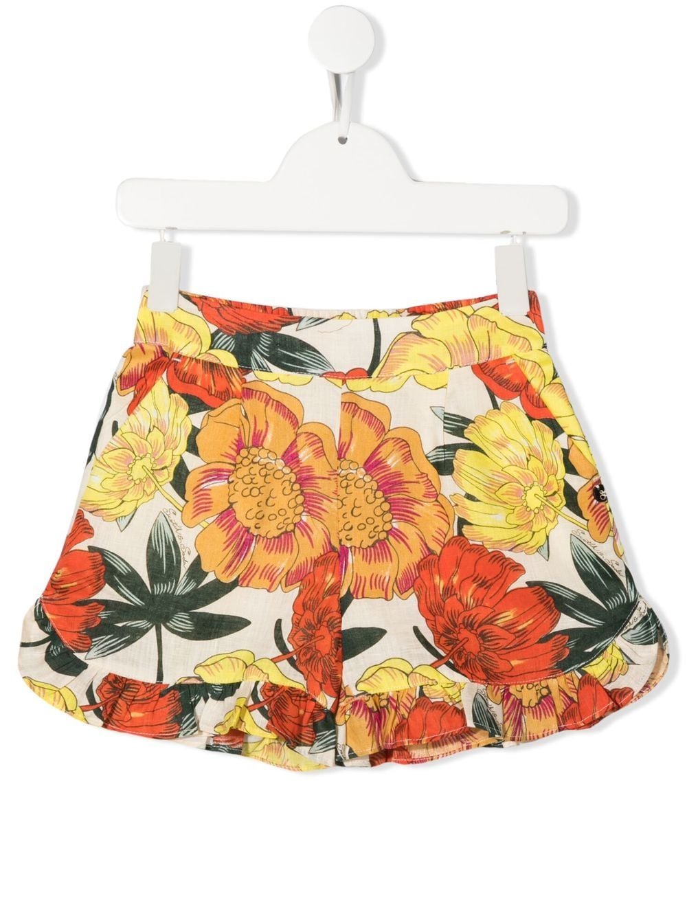 Scotch & Soda Kids' Floral-print Ruffled Shorts In Yellow