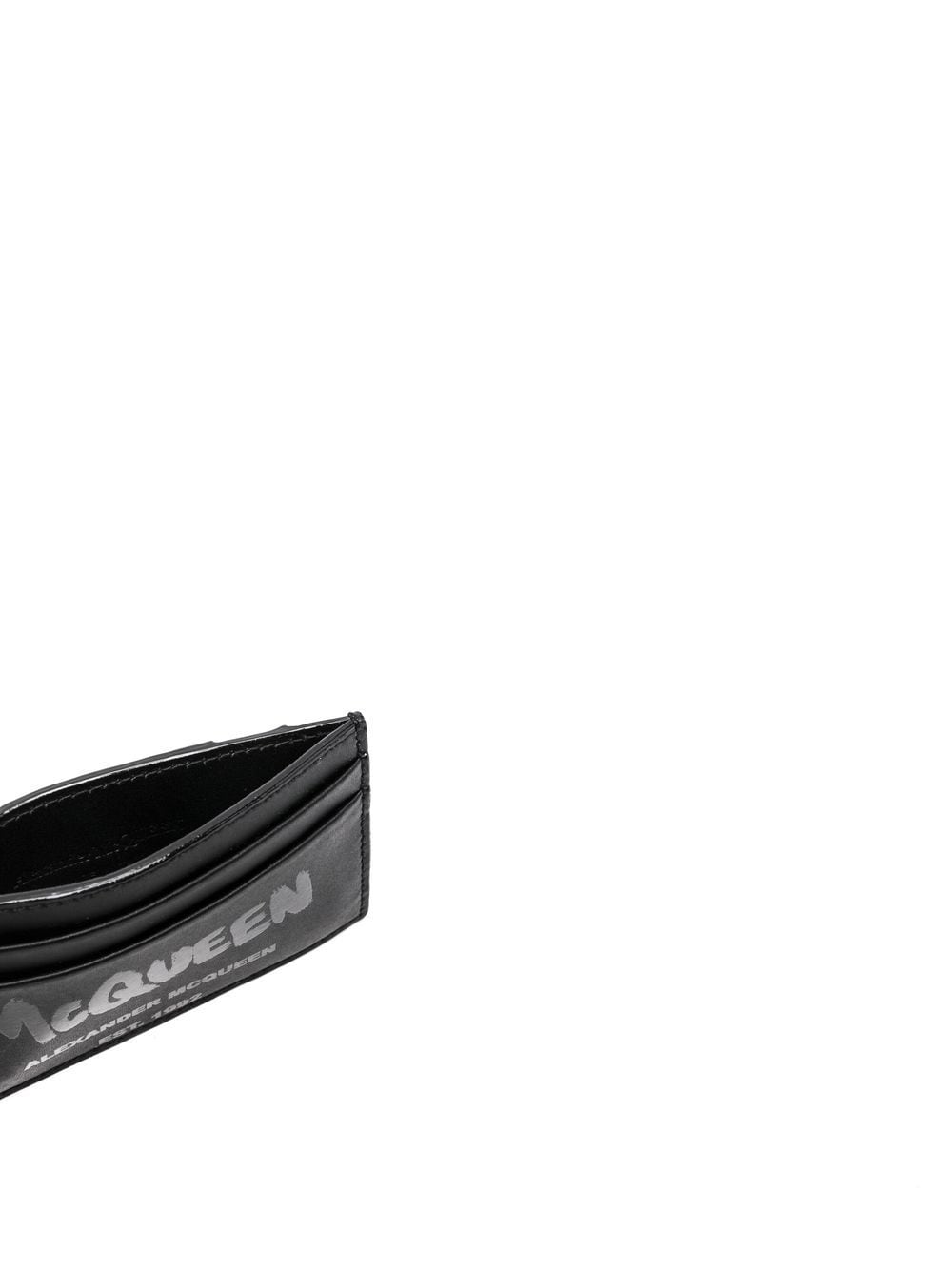 Shop Alexander Mcqueen Logo-print Leather Cardholder In Black