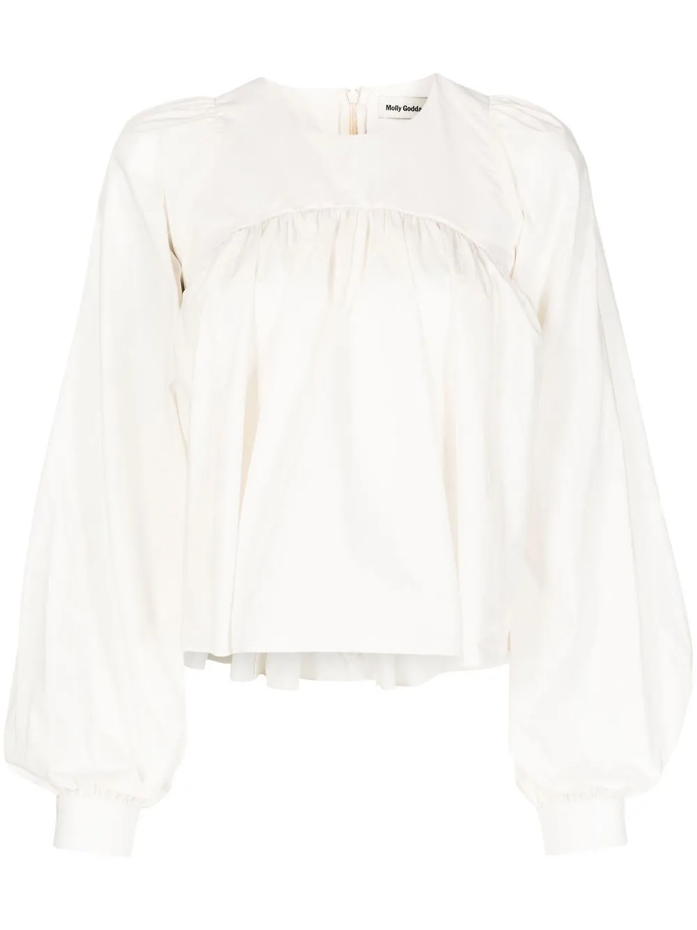 

Molly Goddard blusa fruncida de corte imperio - Neutro