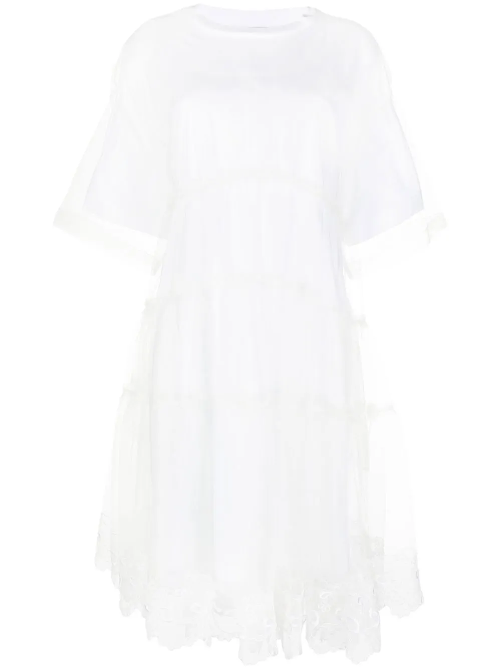 

Simone Rocha vestido con ribete de encaje - Blanco