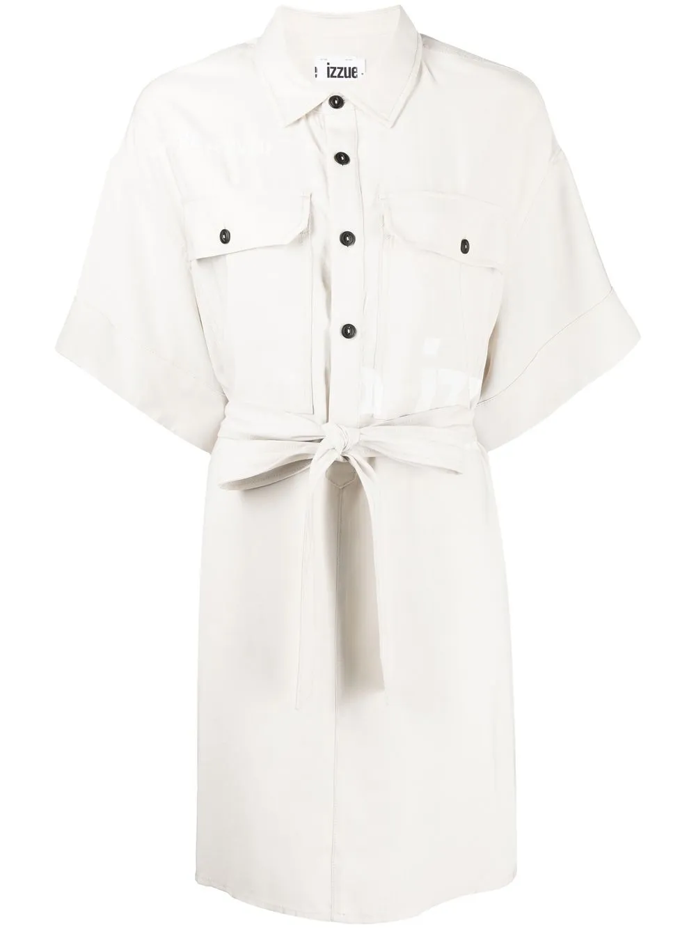 

izzue belted logo-print shirtdress - Neutrals