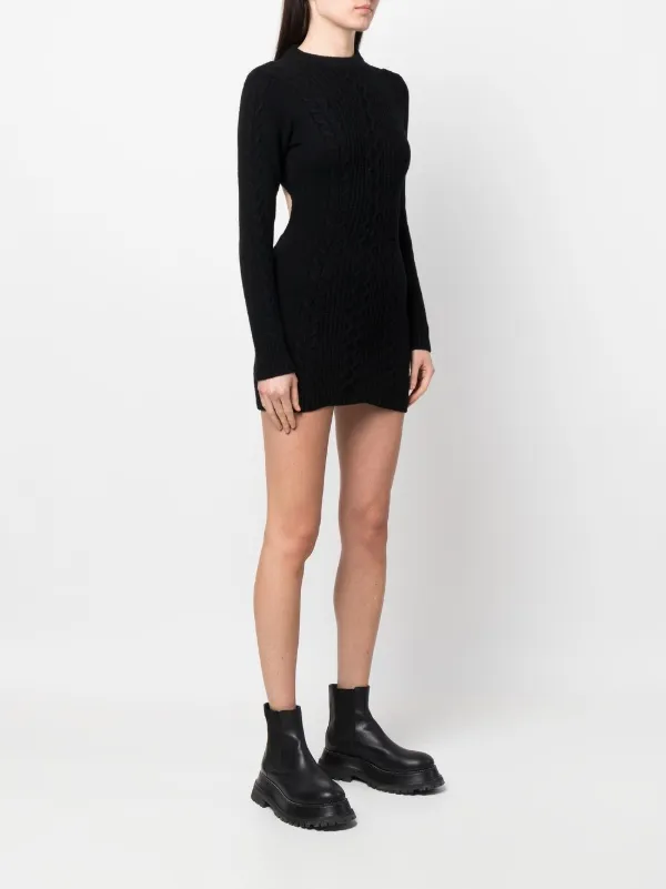 backless cable knit dress Tie Back Backless Cable Knit Sweater Dress