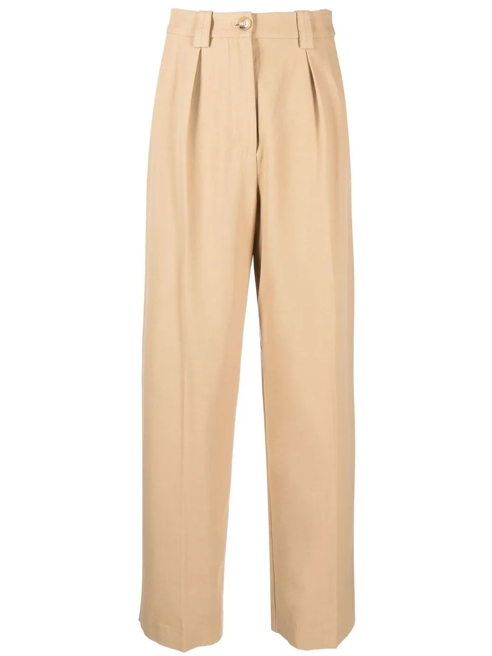 Essentiel Antwerp High Waisted Wide Leg Trousers In Nude Modesens