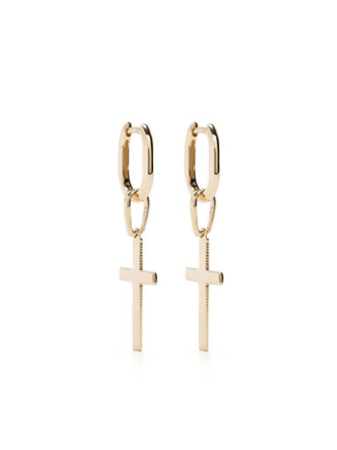 URSA 9kt yellow gold cross hoop earring