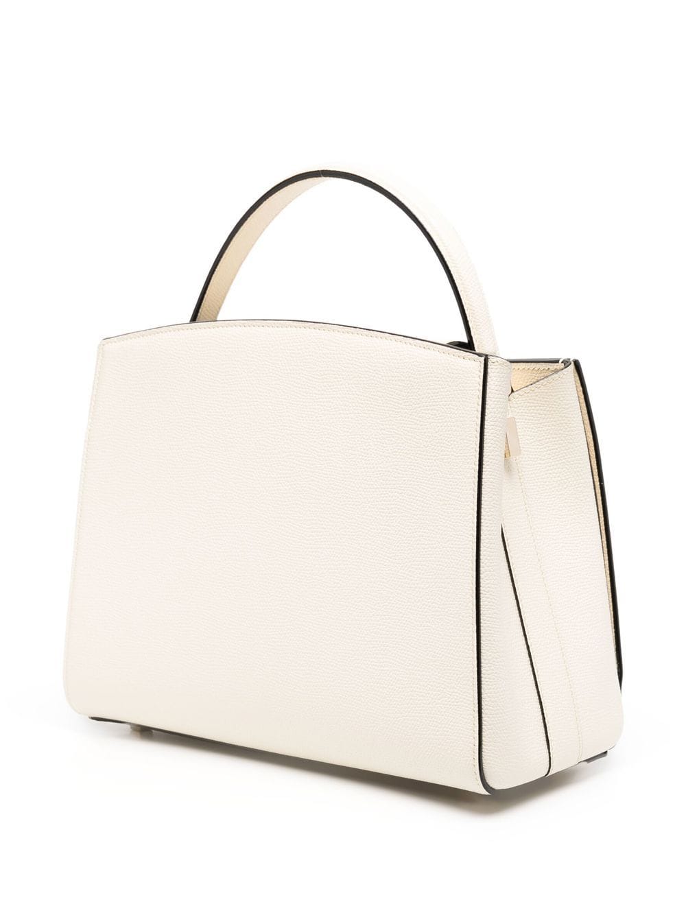 Shop Valextra Contrast-trim Tote Bag In Weiss