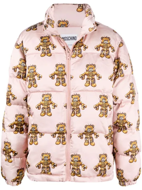 Moschino chamarra capitonada con estampado gráfico