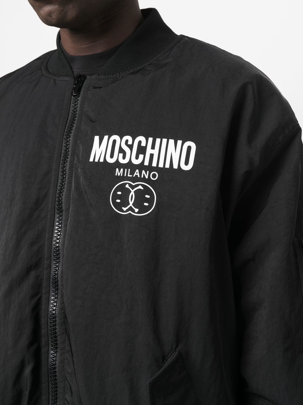 Moschino logo-print bomber-jacket - Brown