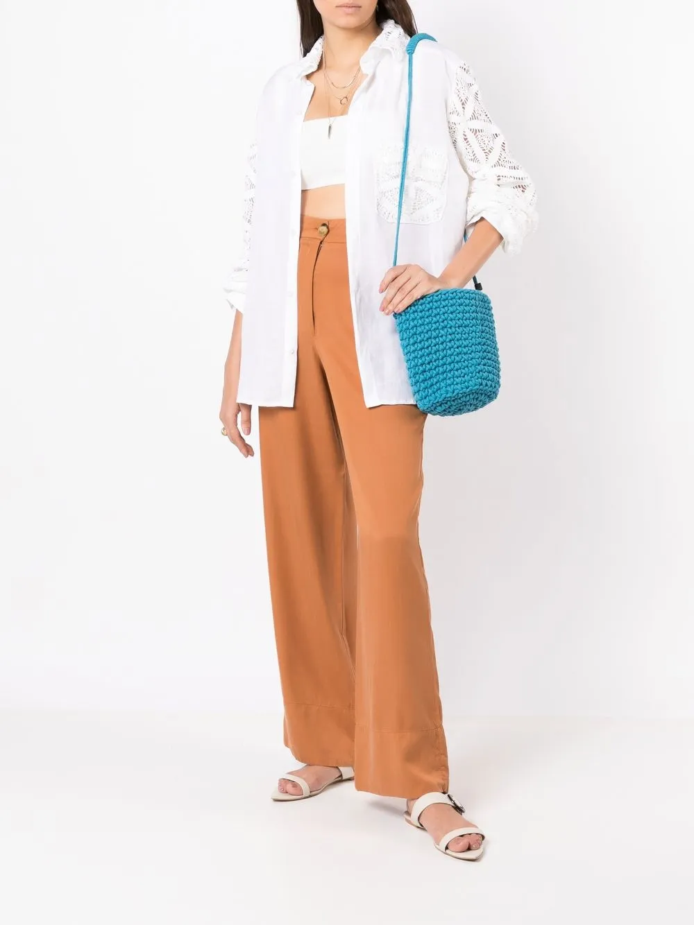 Nannacay Anja gehaakte bucket-tas - Blauw
