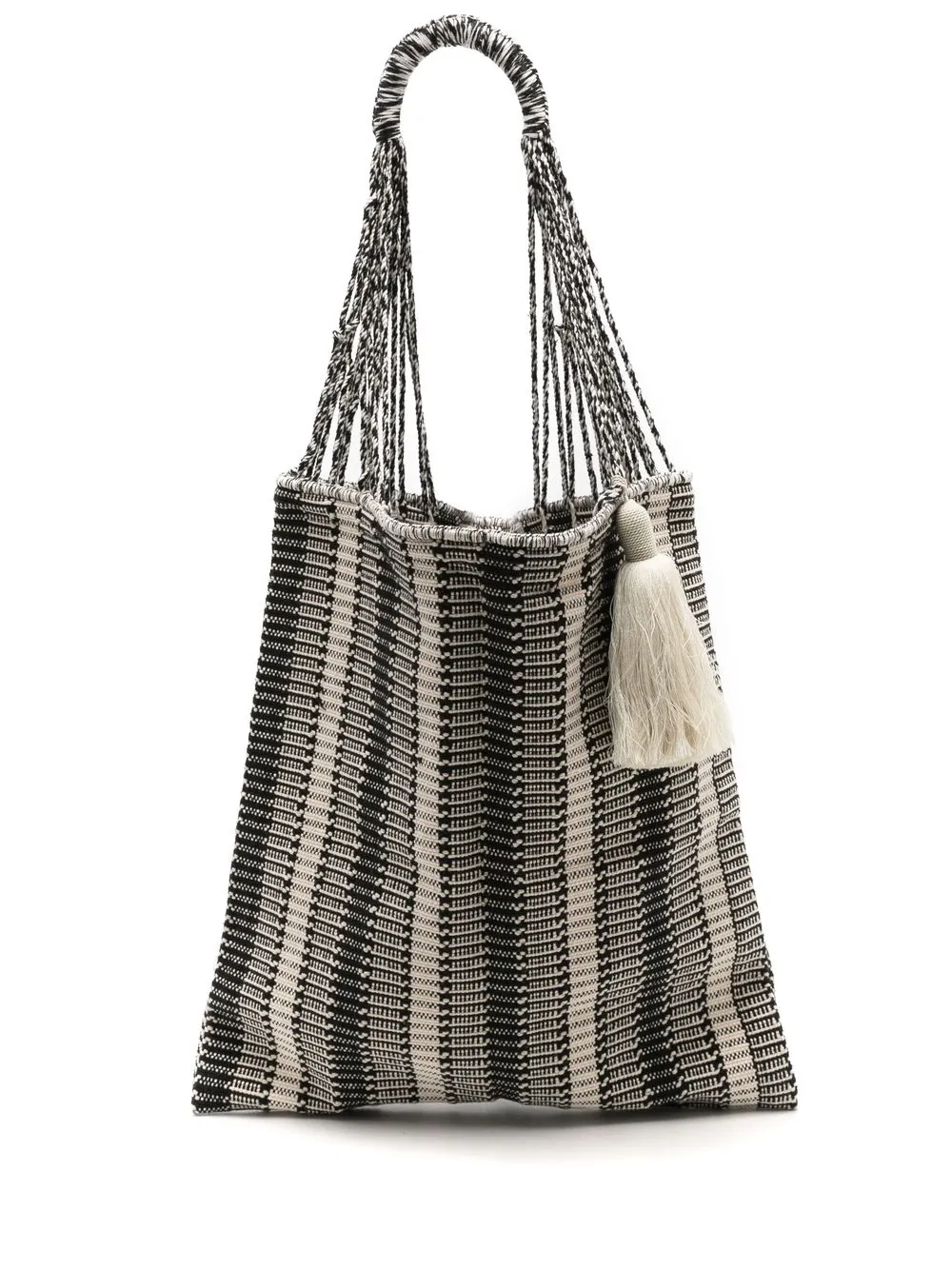 

Nannacay Bianca striped woven shoulder bag - Black