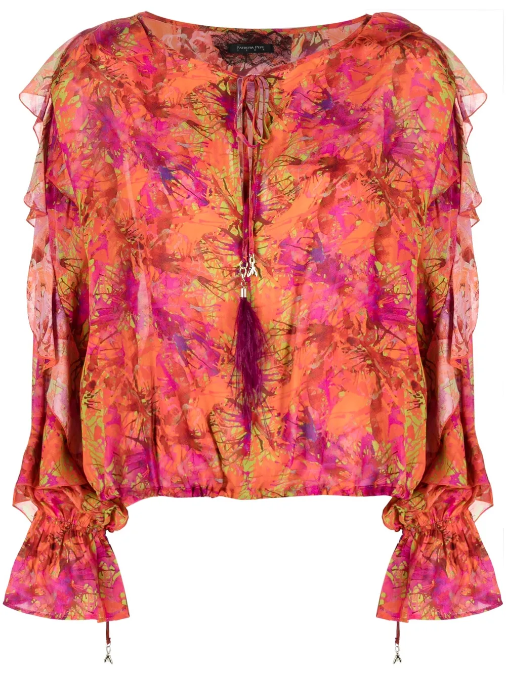 

Patrizia Pepe blusa fruncida con estampado abstracto - Naranja