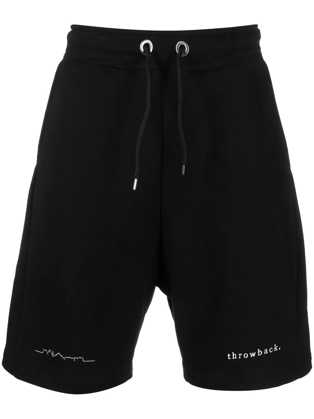 Throwback Cotton Drawstring-shorts In Black