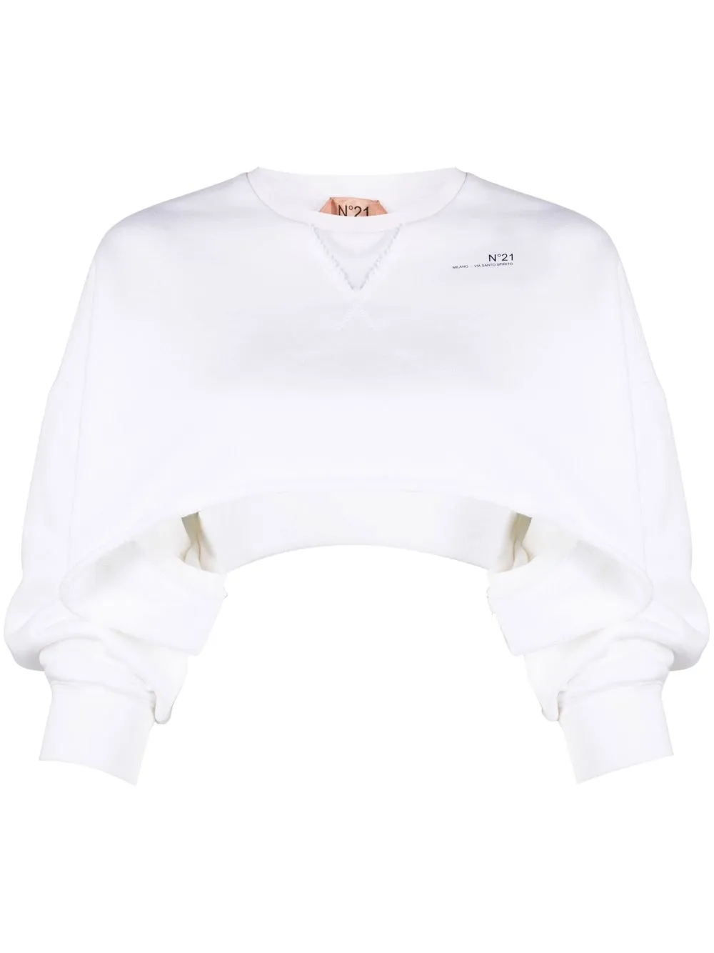 

Nº21 logo-print cropped sweatshirt - White