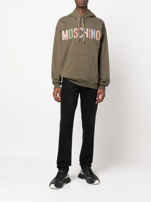 【送料&関税込】Moschino Graphic Printed Drawstring Hoodie Moschino patchwork-logo Drawstring Hoodie | Green | FARFETCH