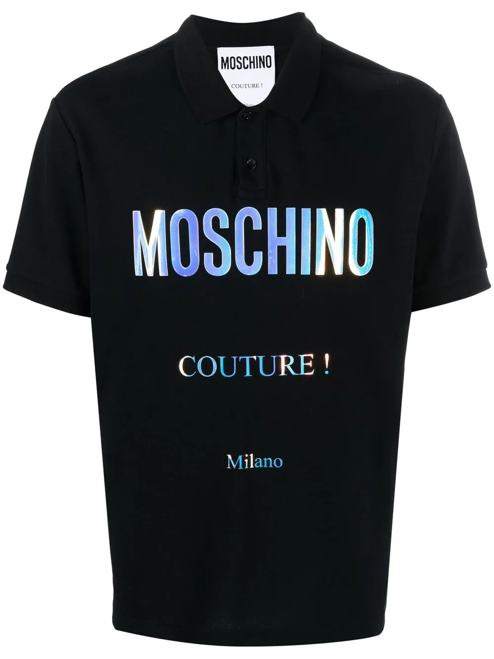 

Moschino playera tipo polo con logo bordado - Negro