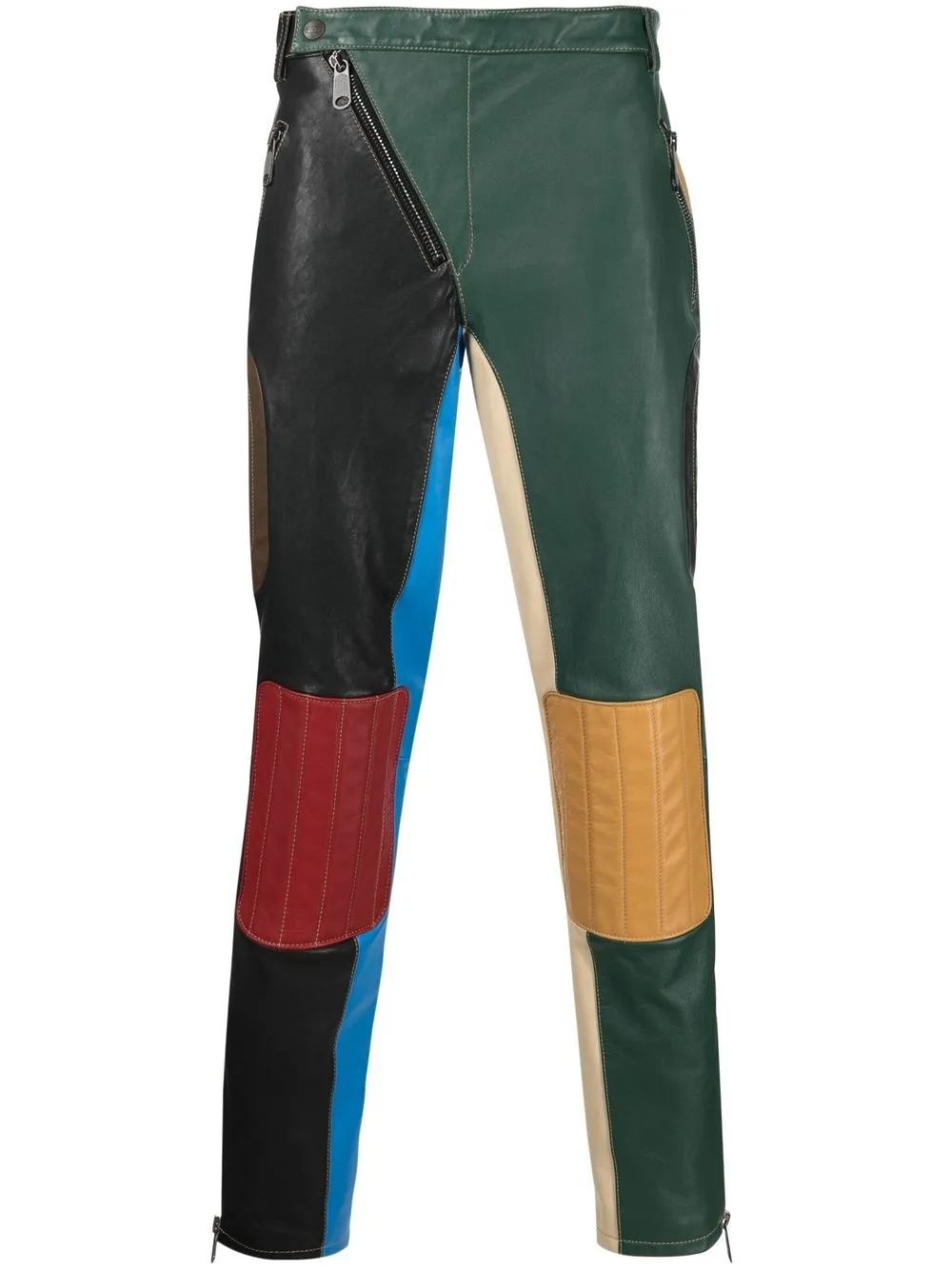 

Moschino patchwork color-block leather trousers - Green