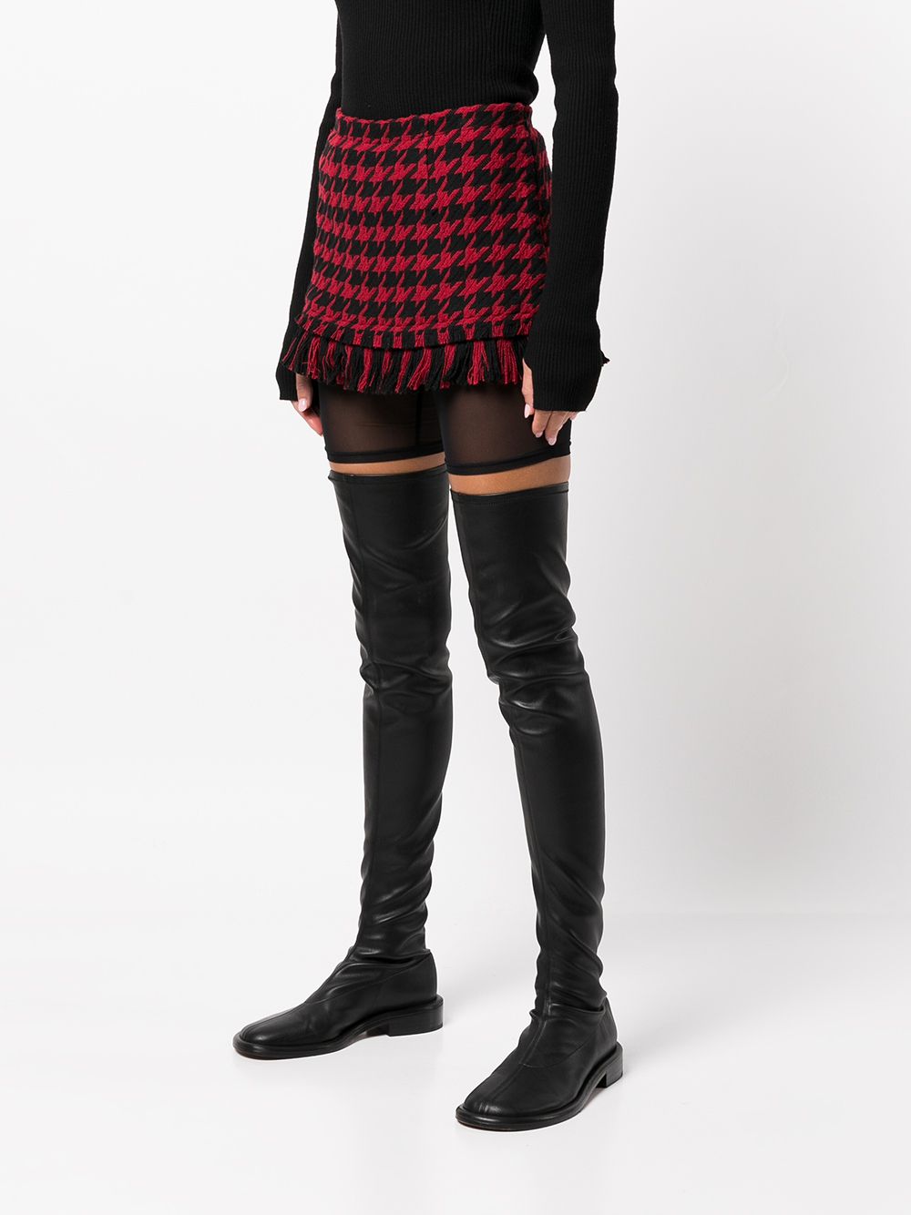 Shop Monse Houndstooth-pattern Mini Skirt In Rot