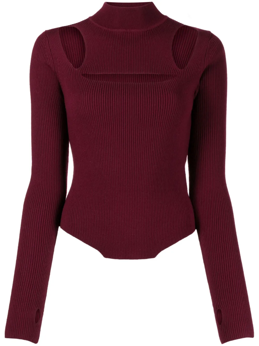 Monse knitted wool cut-out top - Red