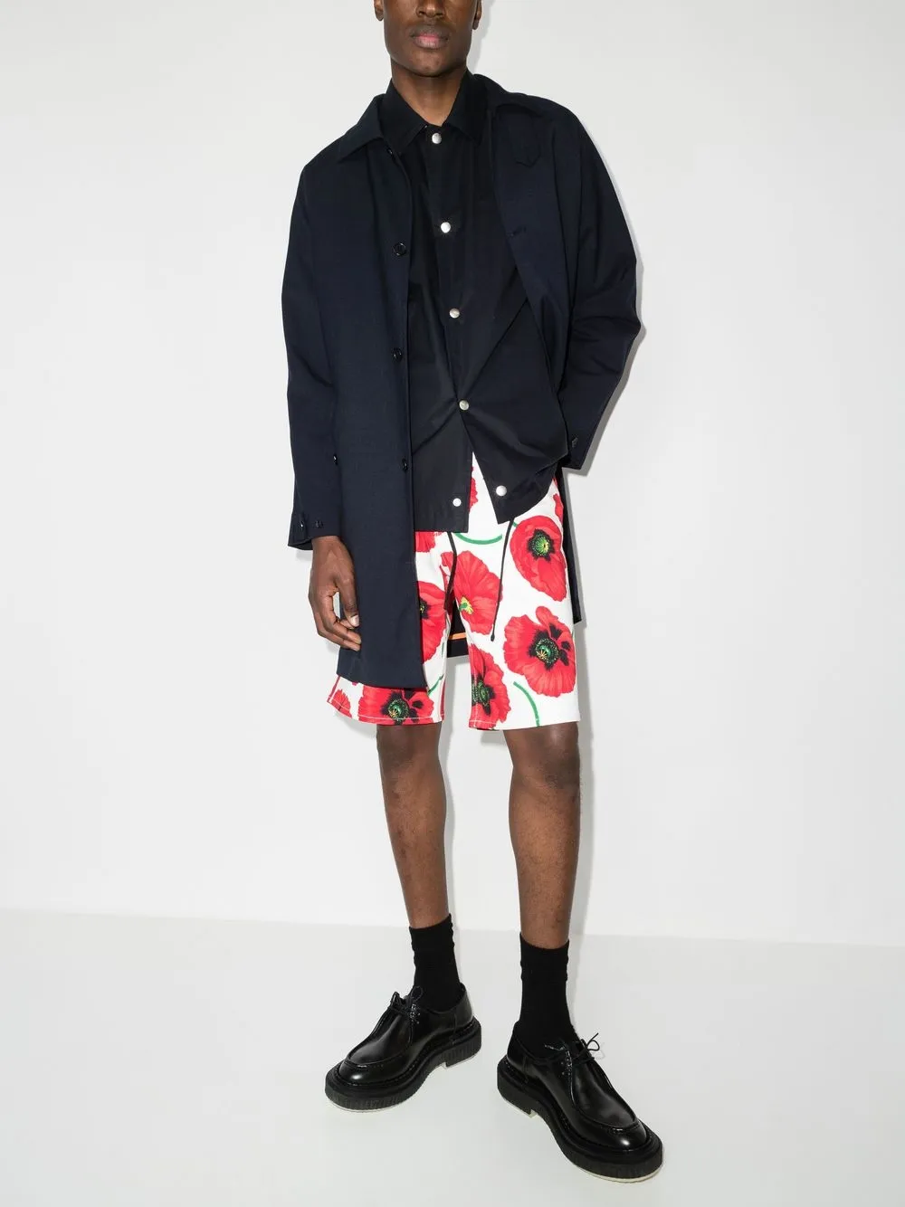 poppy-print Bermuda shorts