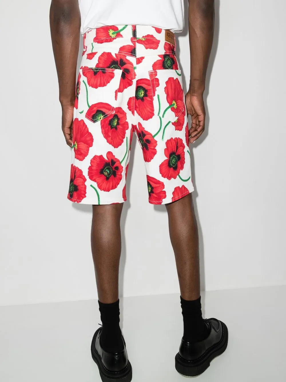 poppy-print Bermuda shorts