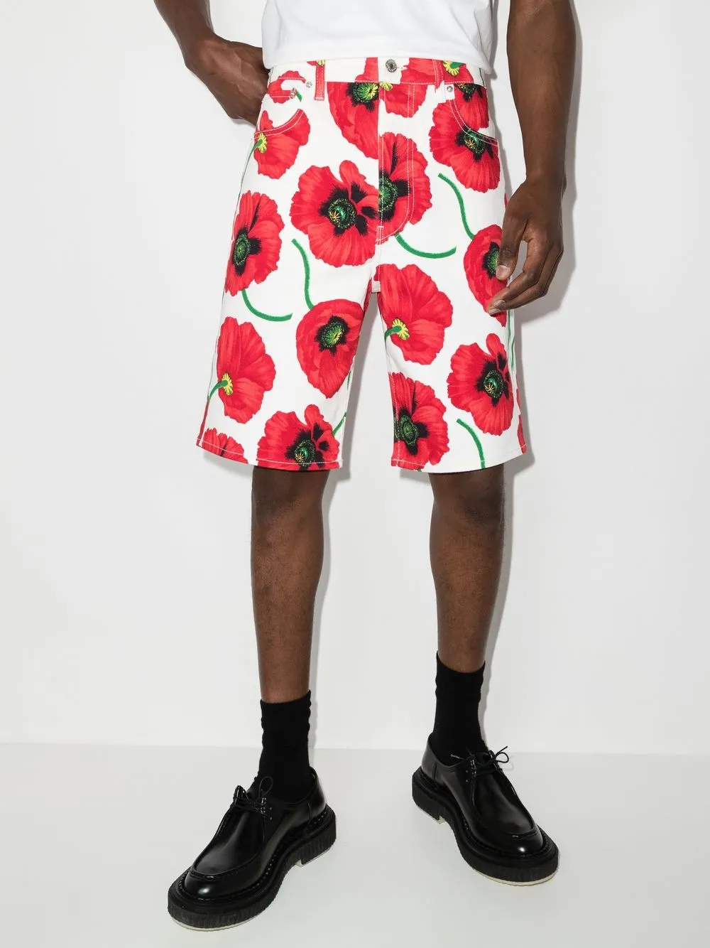 poppy-print Bermuda shorts