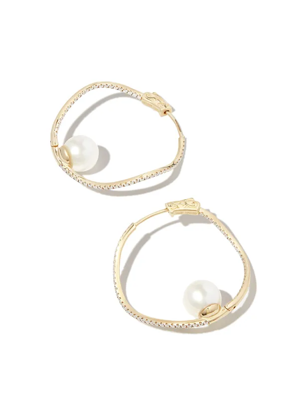Mateo パール＆ダイヤモンド ピアス 14Kイエローゴールド
