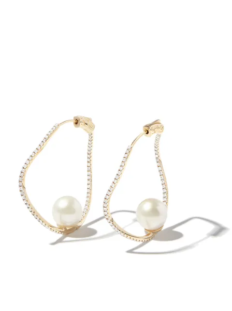 Mateo arracadas en oro amarillo de 14kt con diamantes y perla