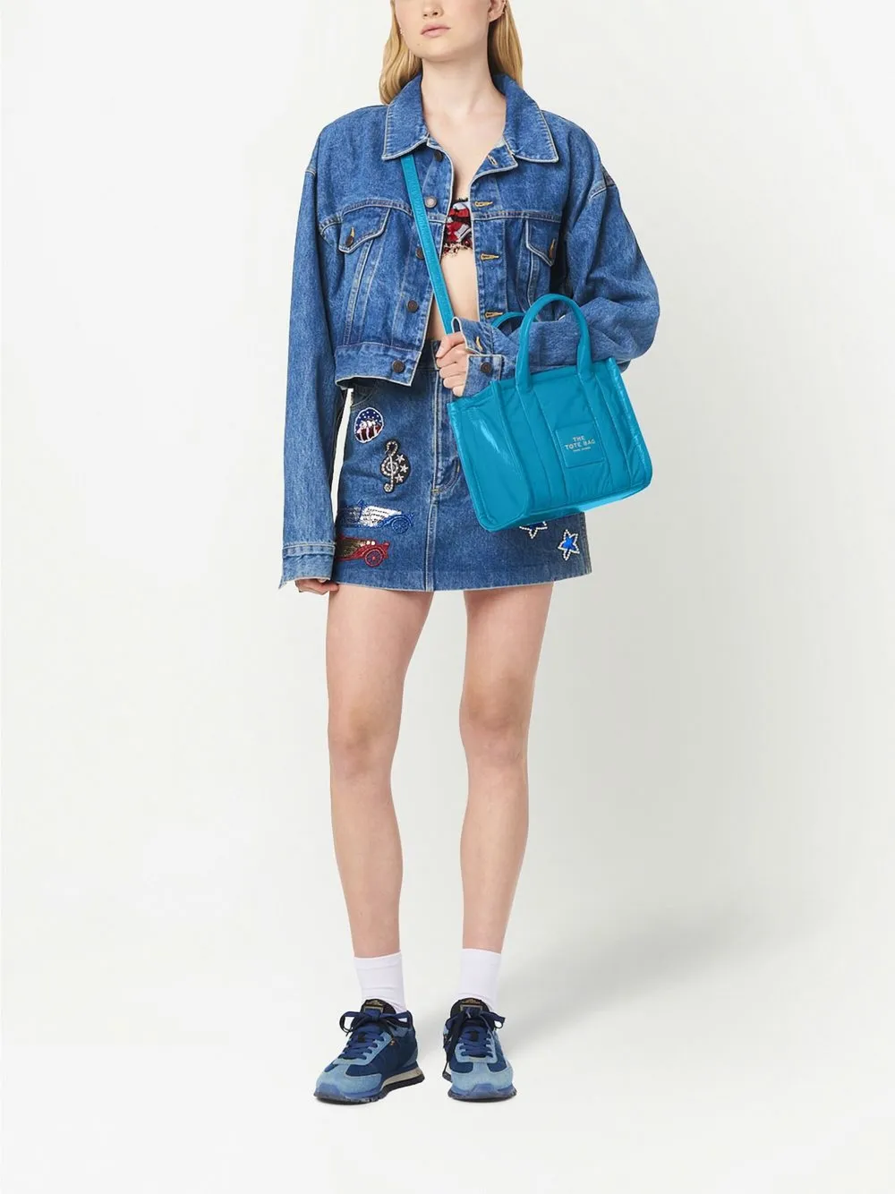 Marc Jacobs The Shiny Crinkle Tote kleine shopper - Blauw