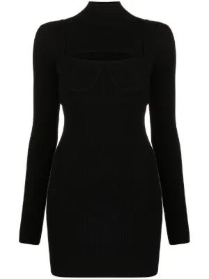 wolford knit dresses Wolford Ribbed Knit Midi Dress - Grey