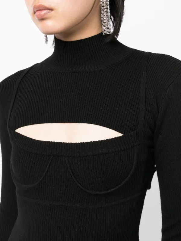 black bodycon dress long sleeve mini Long Sleeve Sweetheart Neckline Mini Dress in Black - 2 main image 0