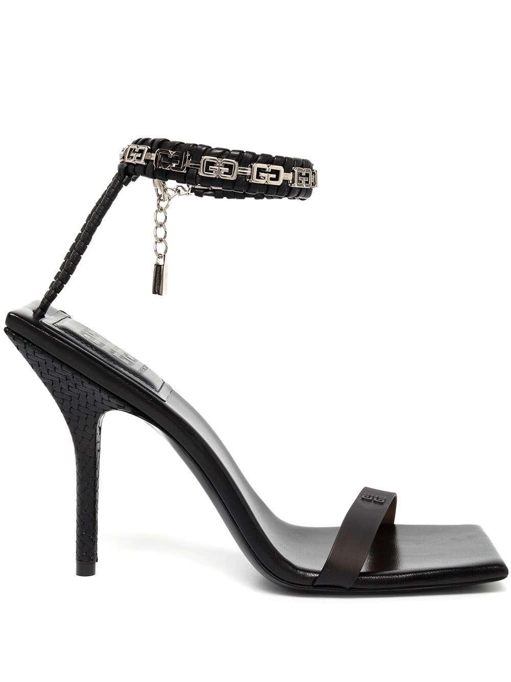 GIVENCHY 100MM BRAIDED ANKLE STRAP SANDALS