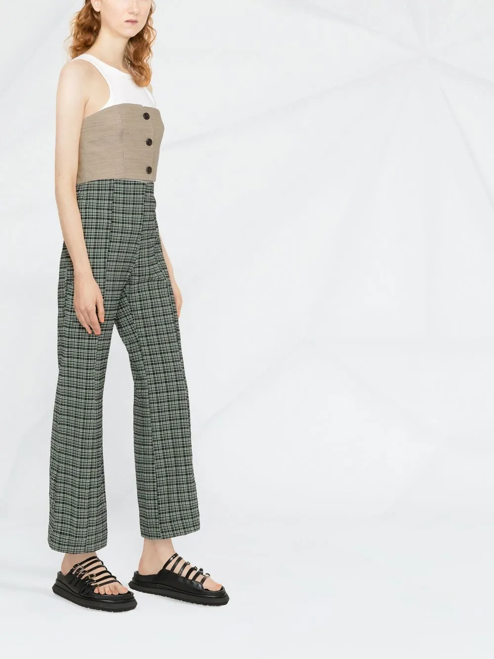 Philosophy Di Lorenzo Serafini Buttoned Bustier Cropped Top In Neutrals