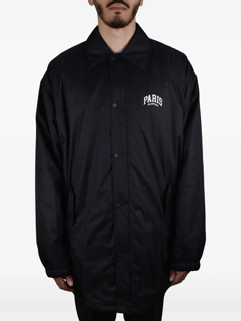  Balenciaga Hemdjacke Mit Logo Print   Schwarz 