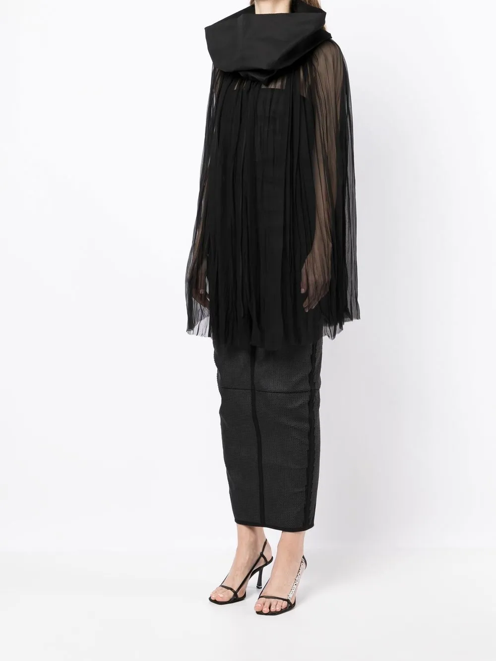 Rick Owens funnel-neck sheer cape | Jackets | Image 3