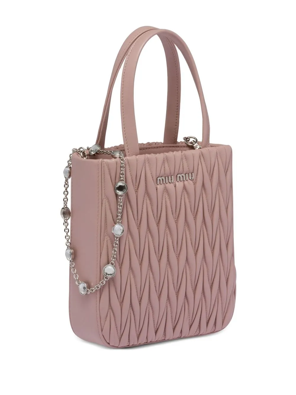 miu sassy matelassé nappa leather handbag