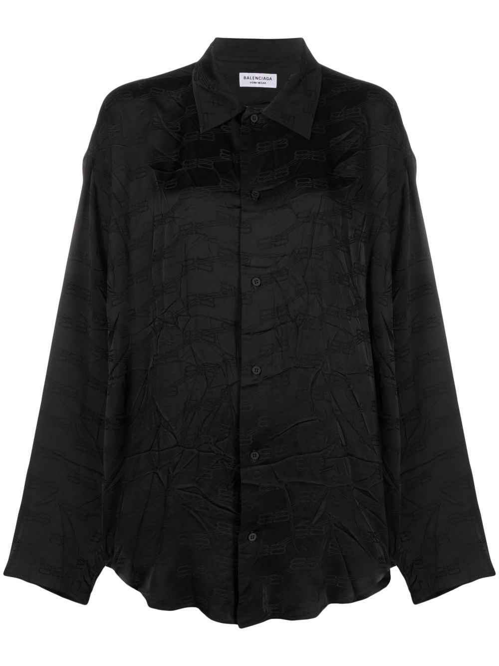 Shop Balenciaga Long-sleeve Jacquard-logo Shirt In Schwarz