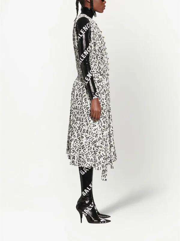 Balenciaga logo-print Midi Dress | Grey | FARFETCH