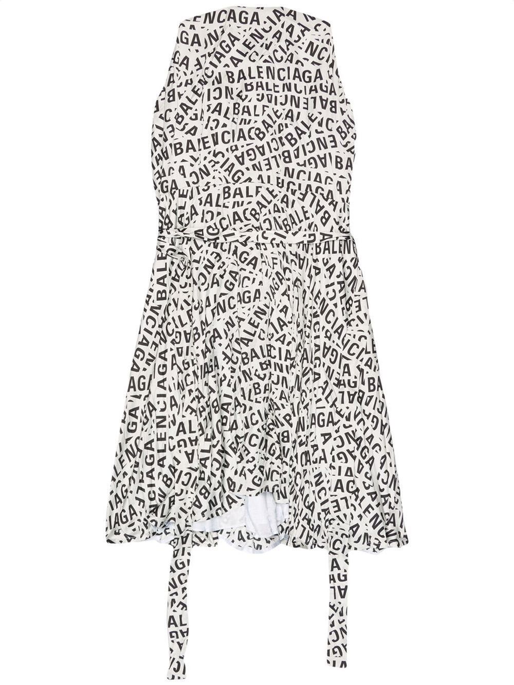Shop Balenciaga Logo-print Midi Dress In Grey