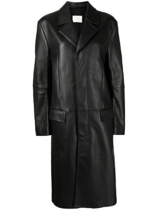 Longline leather hot sale trench coat