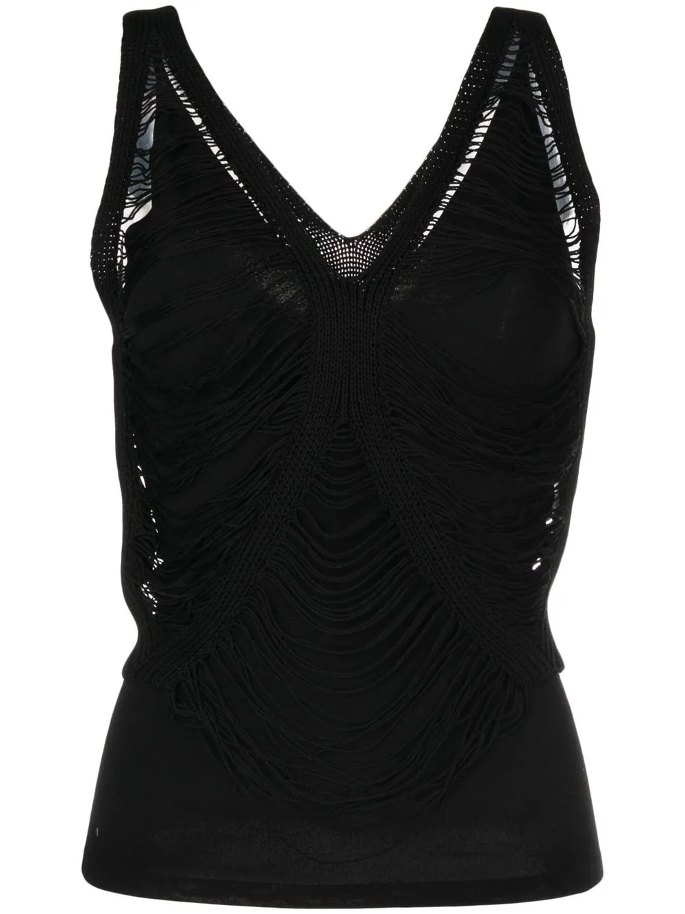 

Dion Lee top Net Distressed con doble capa - Negro