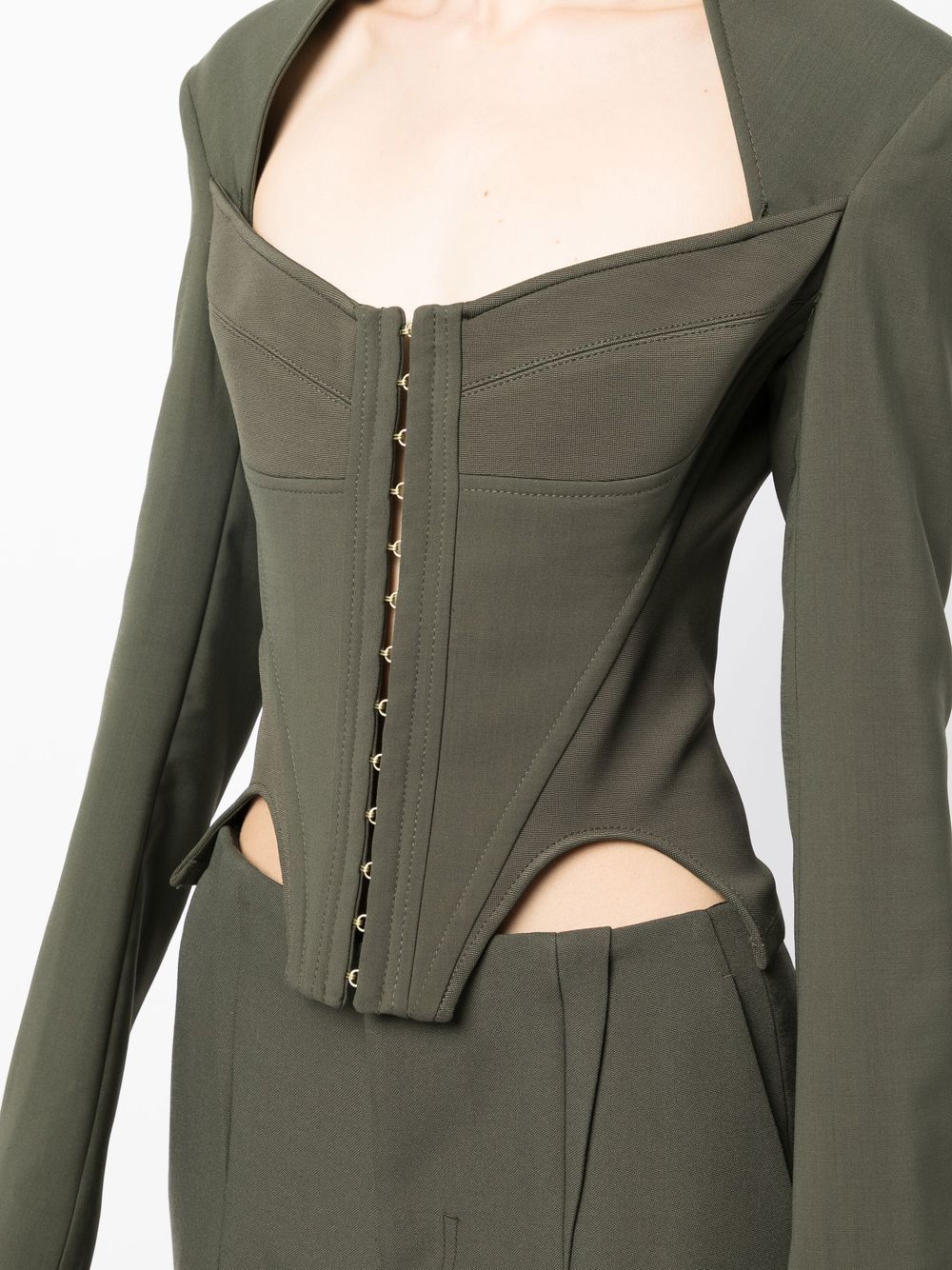 Shop Dion Lee Arched Bustier Jacket In Green