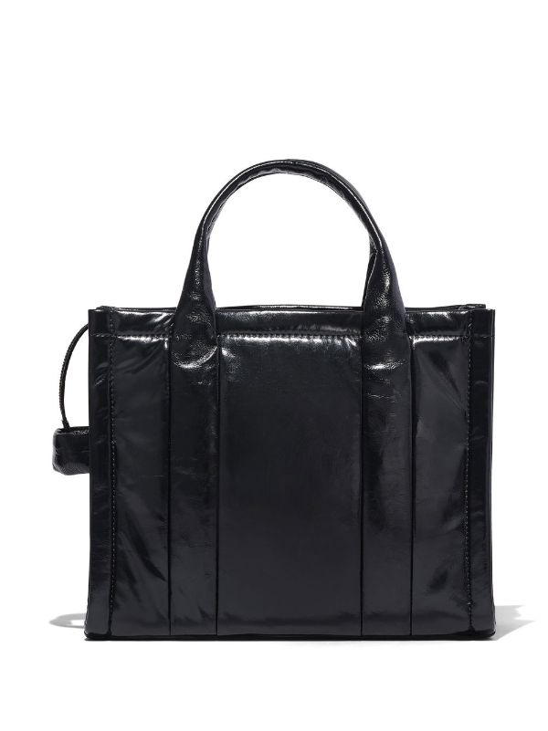 Marc Jacobs Tote Bags London Sale - Black/White Crinkle Leather Medium  Womens