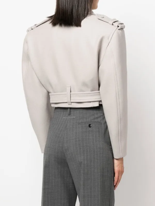 MM6 Maison Margiela Cropped Biker Jacket | Grey | FARFETCH