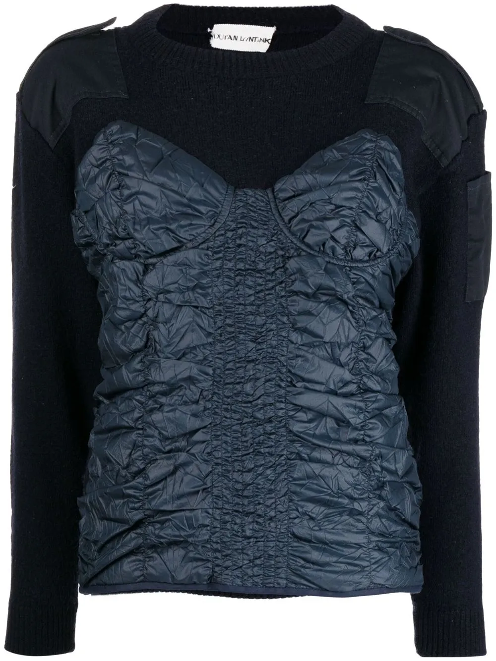 

Duran Lantink corset-appliqué wool jumper - Blue