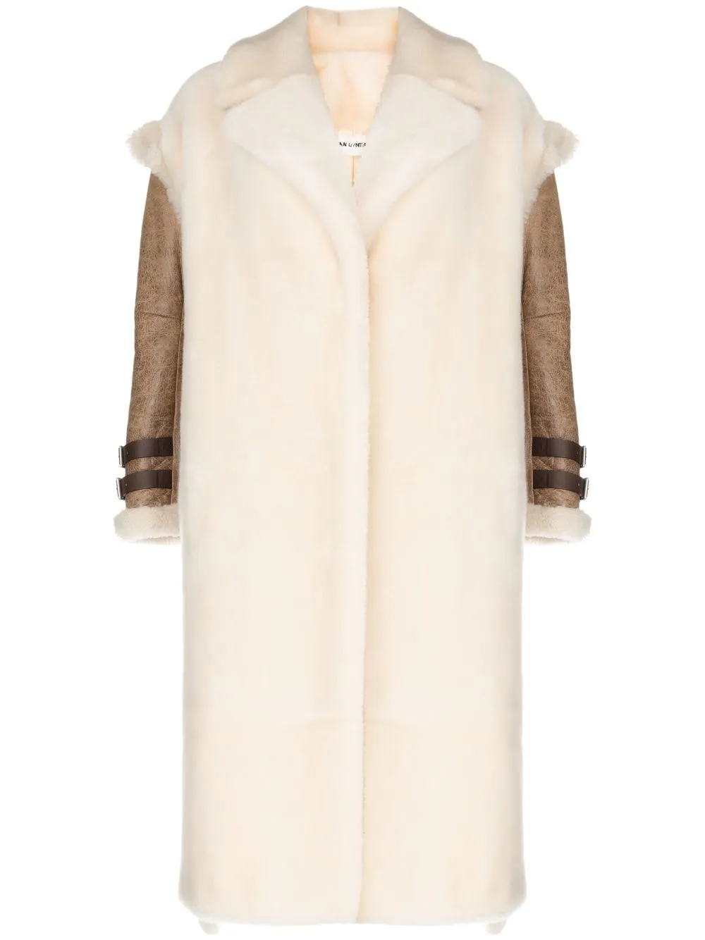 

Duran Lantink faux-fur contrast-sleeved coat - WHITE BROWN