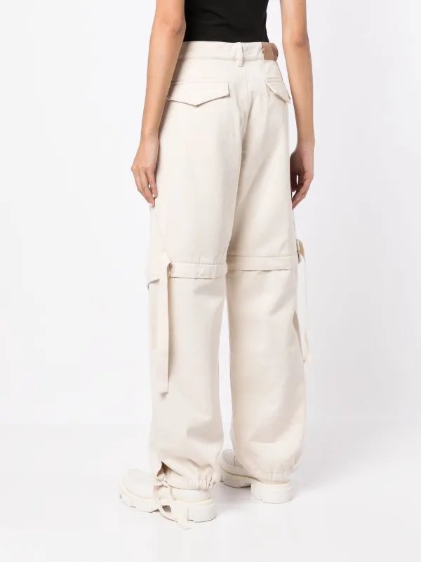 White Wide Leg High Waisted Cargo Trouser