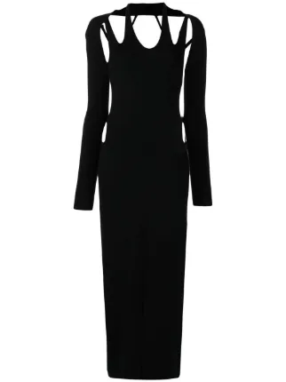 dion lee double rope knit dress Cut out-detail Knitted Midi | Black Twist dress