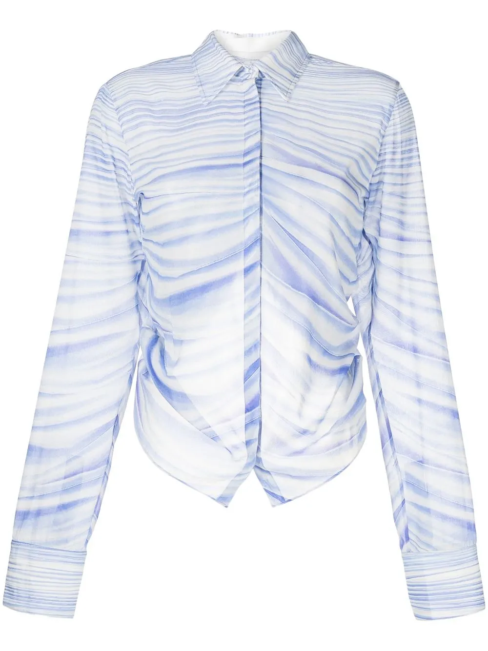 

Dion Lee camisa fruncida con rayas estampadas - Azul